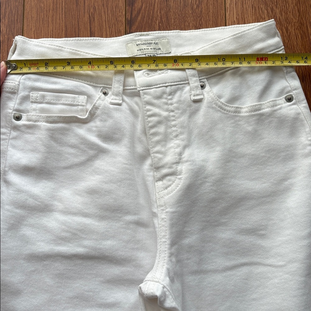 Banana Republic Factory Wide-Leg High Rise Jeans Pure White 25P Petite EUC - Picture 7 of 10